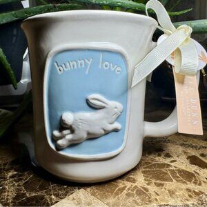 Rae Dunn White and Blue Dining Mug with Bunny Love Design